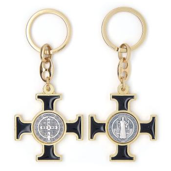 Kulcstartó - Benedek kereszt - fekete