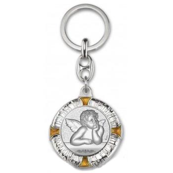 Kulcstartó - angyal éremmel - zománcozott