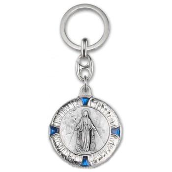 Kulcstartó - Segítő Szűzanya éremmel - zománcozott