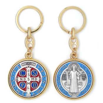 Kulcstartó - Benedek éremmel - zománcozott