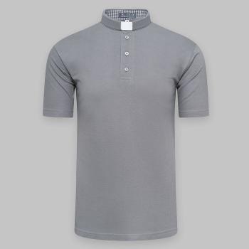 Papi kollárés póló ing - rövid ujjú - szürke