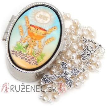 Rózsafüzér  fémdobozban - elsőáldozásra - IHS