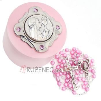 Rózsafüzértartó díszdoboz Swarovski strasszkövekkel - rózsaszín