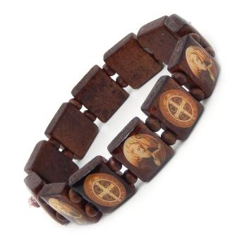 Szentképes karkötő - fa - Szent Benedek