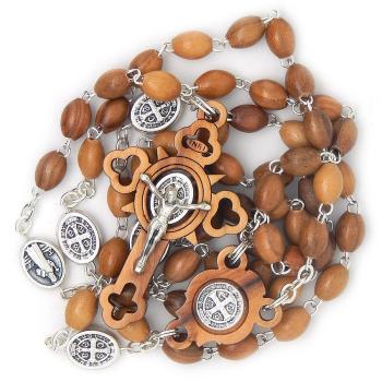 Fa rózsafüzér - 7x5mm olivafa - Szent Bendek - 4885