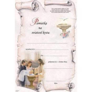 Pamiatka na sviatosť krstu - 25cm x 17cm