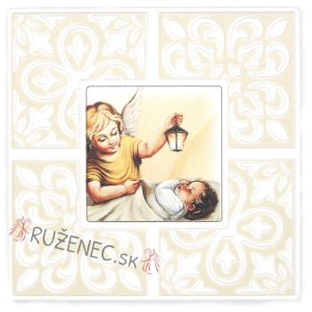 Plakett - 11x11cm - kőhatású - Angyal