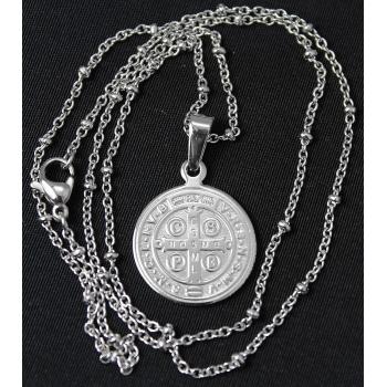 Szent Benedek érem lánccal - nemesacélból