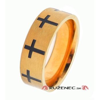 Keresztény gyűrű - keresztekkel - aranyozott
