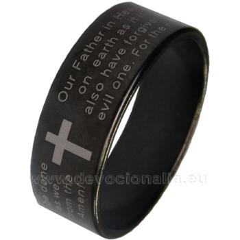 Keresztény gyűrű - Miatyánk - fekete