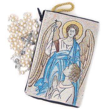 Rózsafüzér szövött tasakban - Őrangyal