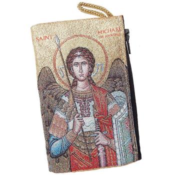 Szövött rózsafüzértartó tasak - Szent Mihály