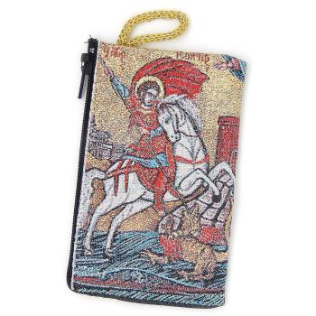 Szövött rózsafüzértartó tasak - Szent György