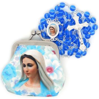 Rózsafüzér nyitható tasakban - kék - Medjugorje