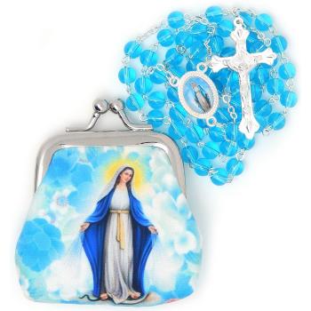 Rózsafüzér nyitható tasakban - halványkék