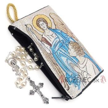 Rózsafüzér szövött tasakban - Őrangyal