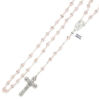 Rózsafüzér - 6x8mm-es metszett köves gyöngyökből - rózsaszín