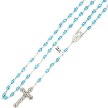 Rózsafüzér - 6x8mm-es metszett köves gyöngyökből - világoskék