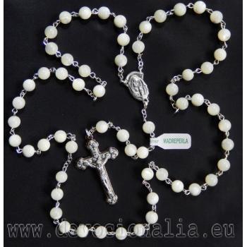 Rózsafüzér - gyöngyház - 6mm golyó - fehér
