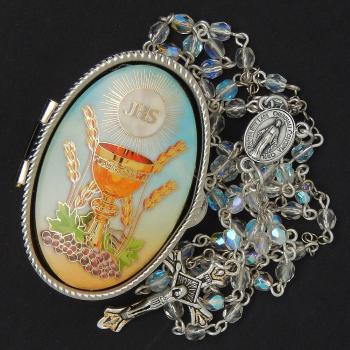 Rózsafüzér  fémdobozban - elsőáldozásra - IHS