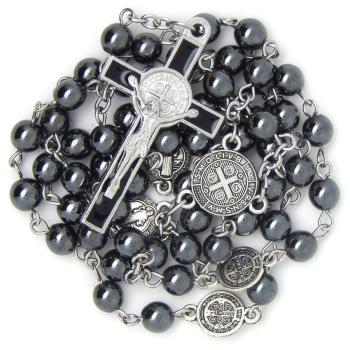 Rózsafüzér - hematit - Szent Benedek