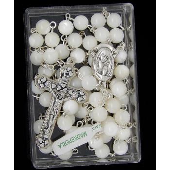 Rózsafüzér - gyöngyház - 6mm golyó - fehér