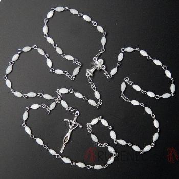 Rózsafüzér - gyöngyház - ovál - fehér - 4x7mm