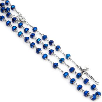 Rózsafüzér - 5x8mm-es kosaras gyöngyök - sötétkék