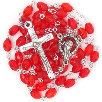 Rózsafüzér - 5x8mm piros csiszolt oliva gyöngyök