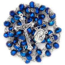 Rózsafüzér - 5x8mm-es kosaras gyöngyök - sötétkék