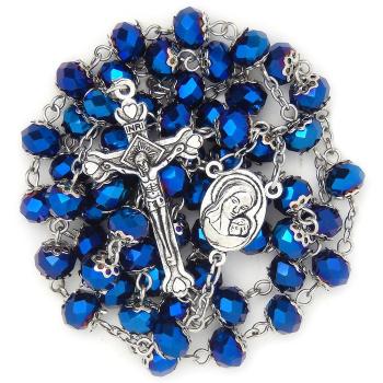 Rózsafüzér - 5x8mm-es kosaras gyöngyök - sötétkék