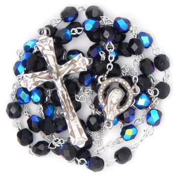 Rózsafüzér - 6mm fekete csillogó kristály