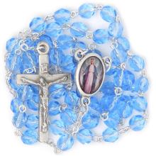 Rózsafüzér - 6mm halványkék+csillogó kristály