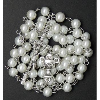 Rózsafüzér - 6mm  fehér gyöngyszín golyók