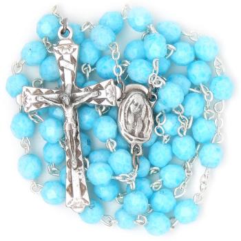 Rózsafüzér - 6mm matt halványkék üveggyöngy