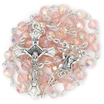 Rózsafüzér - 6mm rózsaszín kristály