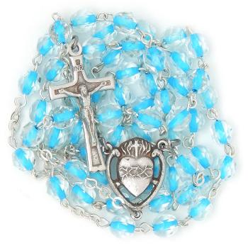 Rózsafüzér - 6mm áttetsző + világoskék kristály