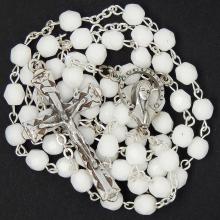 Rózsafüzér - 6mm fehér porcelán kristály<br>