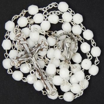 Rózsafüzér - 6mm fehér porcelán kristály<br>
