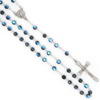 Rózsafüzér - 6mm szürkéskék+csillogó kristály