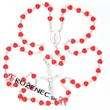 Rózsafüzér - piros szívecskék 6mm
