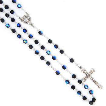 Rózsafüzér - 6mm fekete csillogó kristály