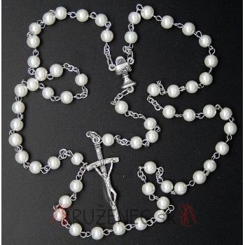 Rózsafüzér - 6mm  fehér gyöngyszín golyók