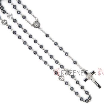 Rózsafüzér - hematit - Szent Benedek
