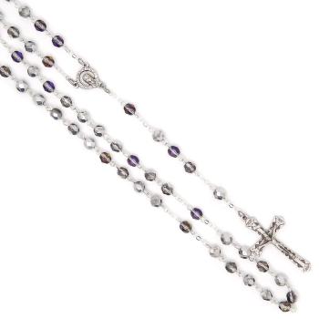 Rózsafüzér - 6mm áttetsző + KEZ csillogó kristály