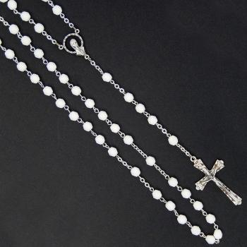 Rózsafüzér - 6mm fehér porcelán kristály<br>