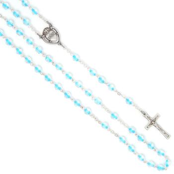 Rózsafüzér - 6mm áttetsző + világoskék kristály