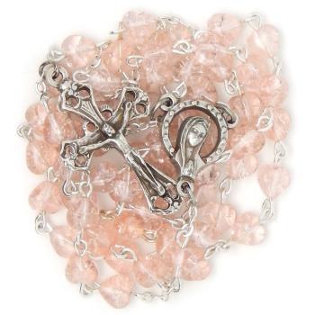 Rózsafüzér - rózsaszín szívecskék 6mm