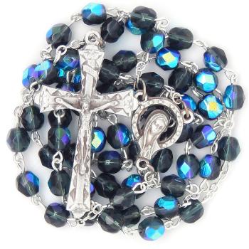 Rózsafüzér - 6mm szürkéskék+csillogó kristály