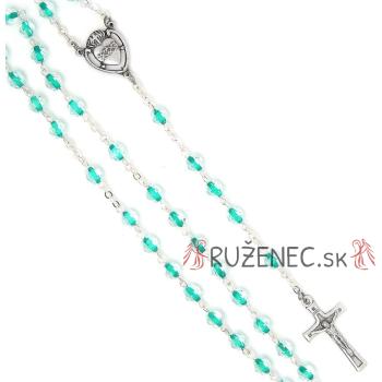 Rózsafüzér - 6mm áttetsző + zöld kristály